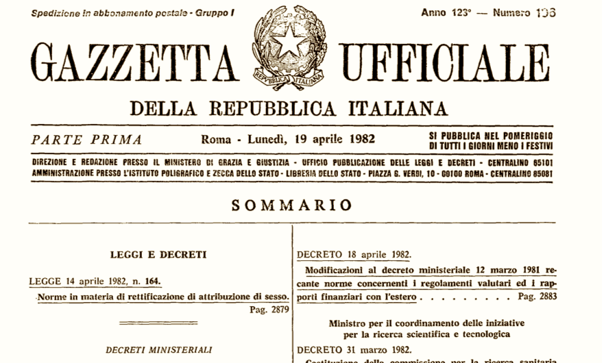 Gazzetta Ufficiale della Repubblica Italiana, 19 aprile 1982